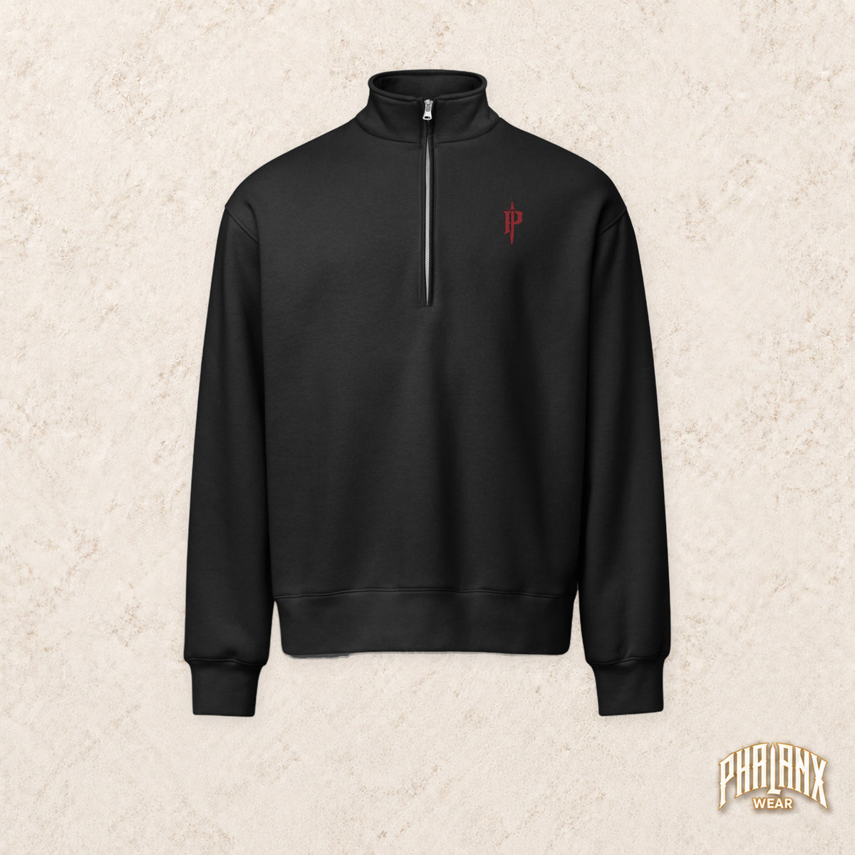 PHALANX Unisex Half-Zip-Pullover – Front- & Rückenprint