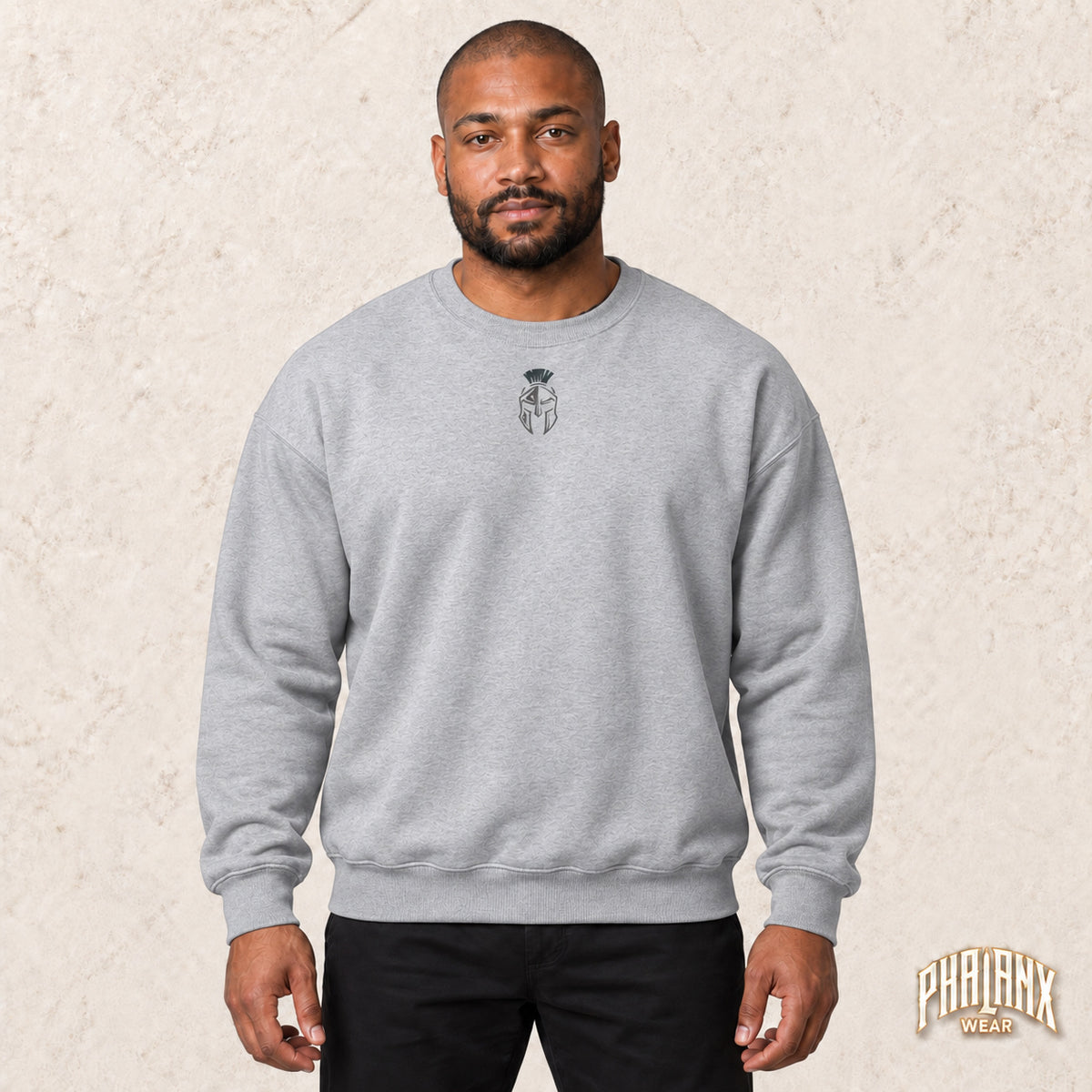 PHALANX Classic “Sparta” Unisex Sweatshirt – Sport Grey – Malik · front
