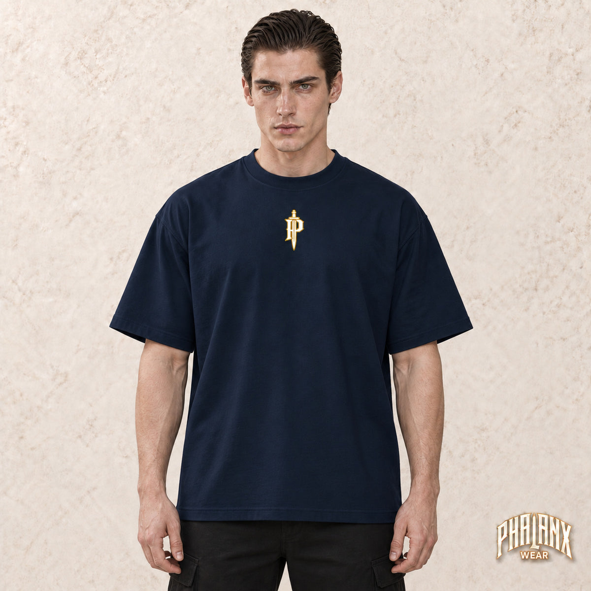 PHALANX Organic Oversized T-Shirt – P-Blade – French Navy – Noah · vorne