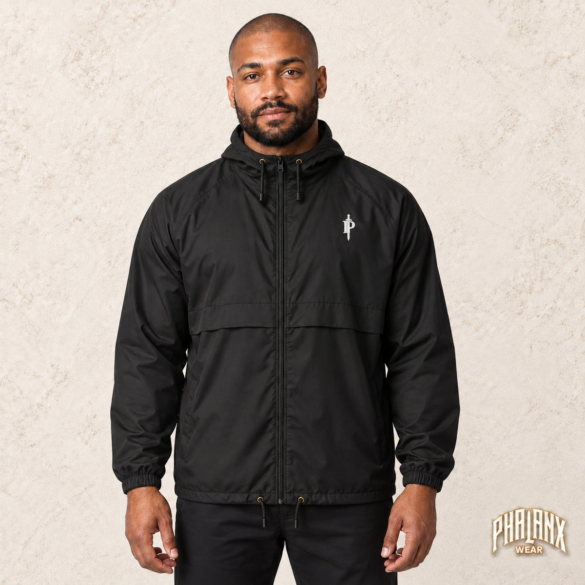 Phalanx Windbreaker – Unisex – Black – Schwarz – Malik · vorne