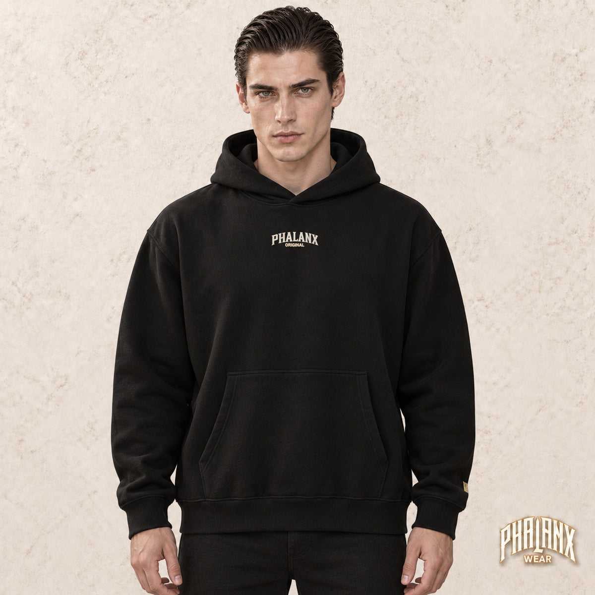 Phalanx schwerer Oversized Hoodie – Schwarz – Noah · vorne