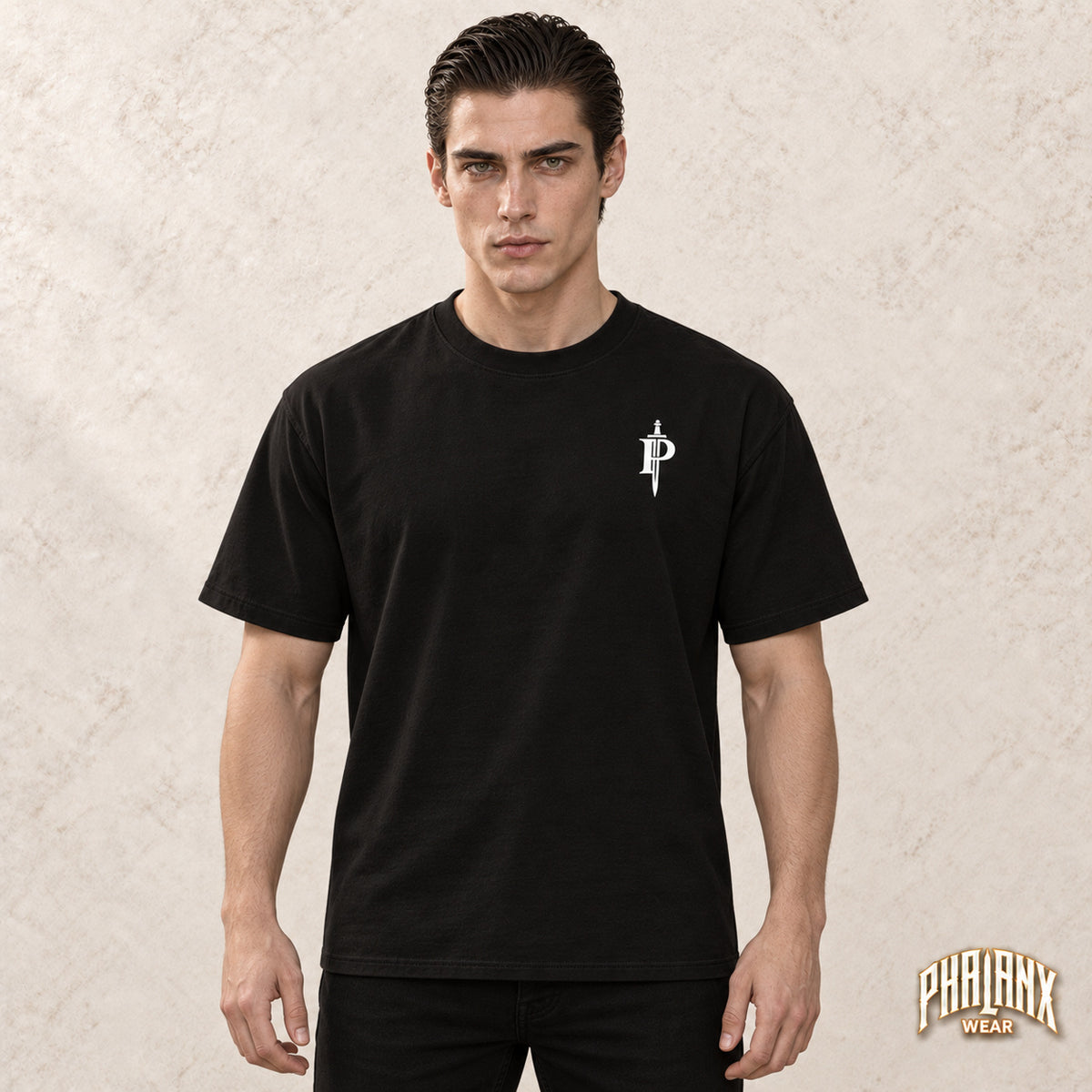 PHALANX Premium P-Blade Cotton T-Shirt – Black – Noah · front