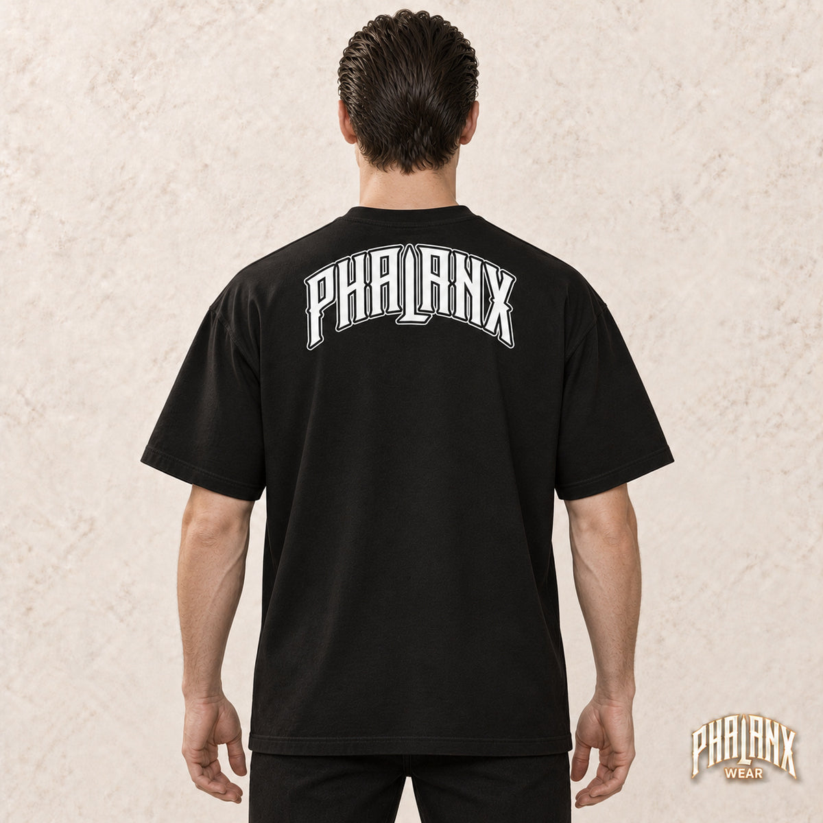 PHALANX Oversized Boxy-Fit Heavy T-Shirt – Black – Noah · back