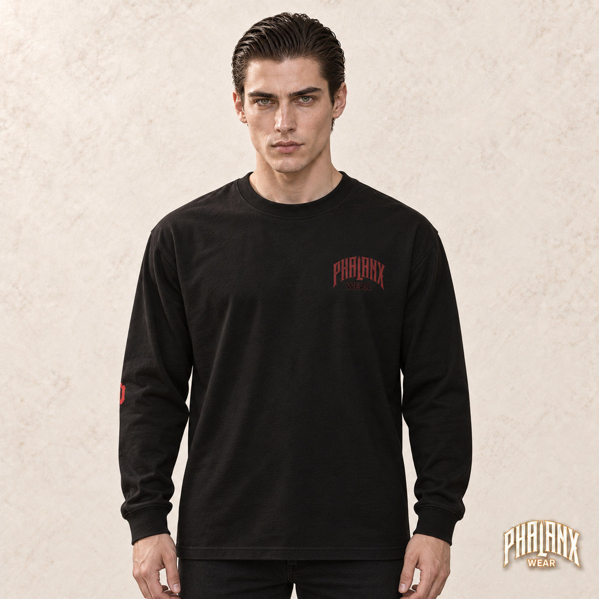 Phalanx Unisex Heavy Longsleeve – Black – Noah · vorne