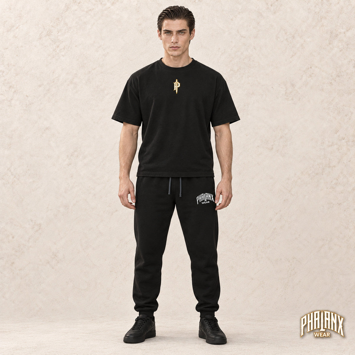 Phalanx Unisex Jogginghose – Schwarz – Noah · vorne