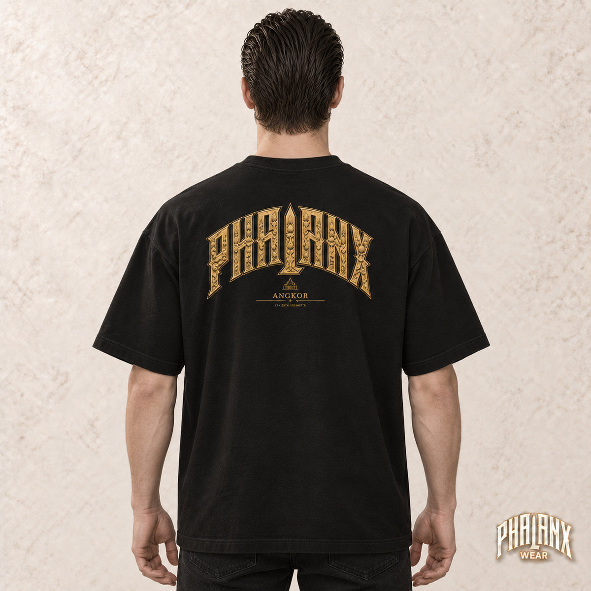 PHALANX Angkor – Oversized Boxy-Fit Heavy T-Shirt – Schwarz – Noah · hinten