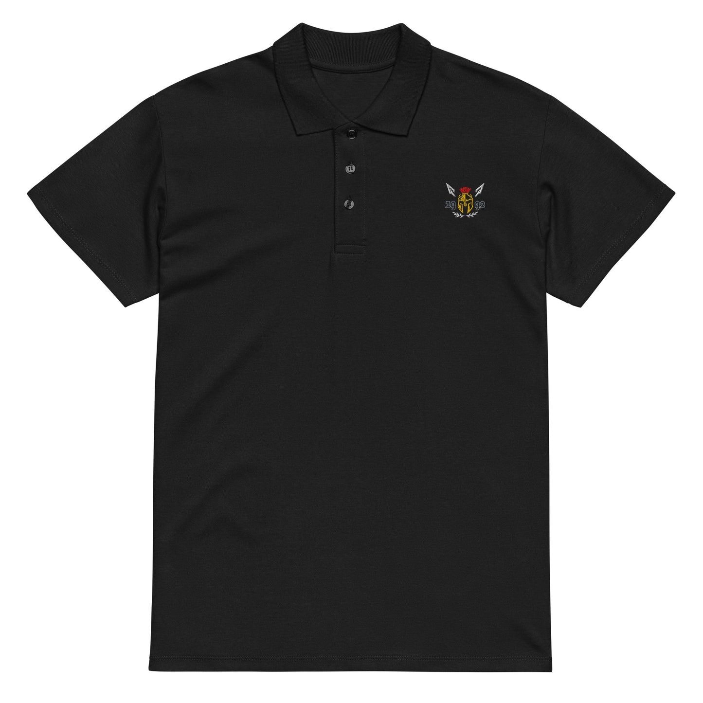 Phalanx Row 1 Premium Polo Schwarz Vorderseite – Herren Gym & Streetwear von Phalanx Wear Schweiz