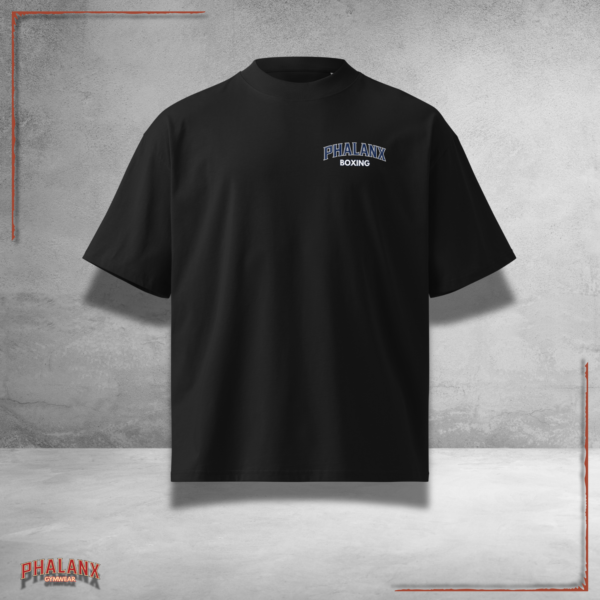 Phalanx Boxing Oversized Unisex Bio-T-Shirt mit breitem Kragen