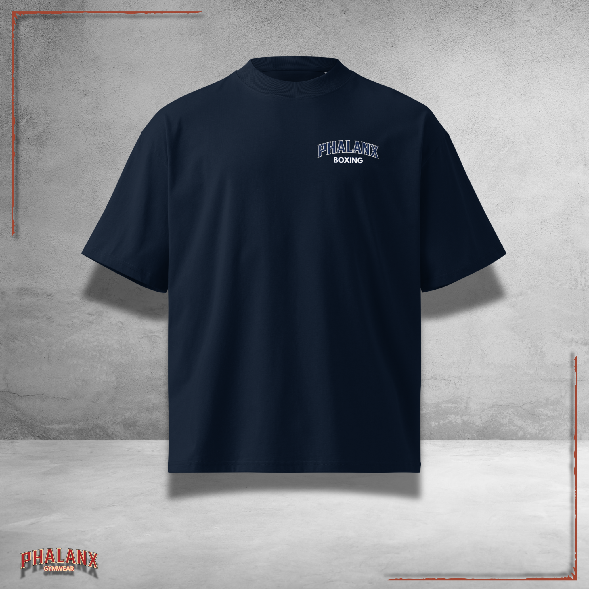 Phalanx Boxing Oversized Unisex Bio-T-Shirt mit breitem Kragen
