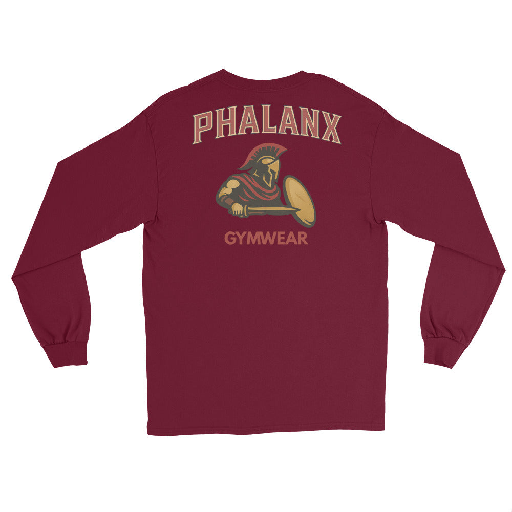 „Phalanx Row 1 Premium Longsleeve Burgundy Frontansicht – Gym Shirt für Herren von Phalanx Wear Schweiz“