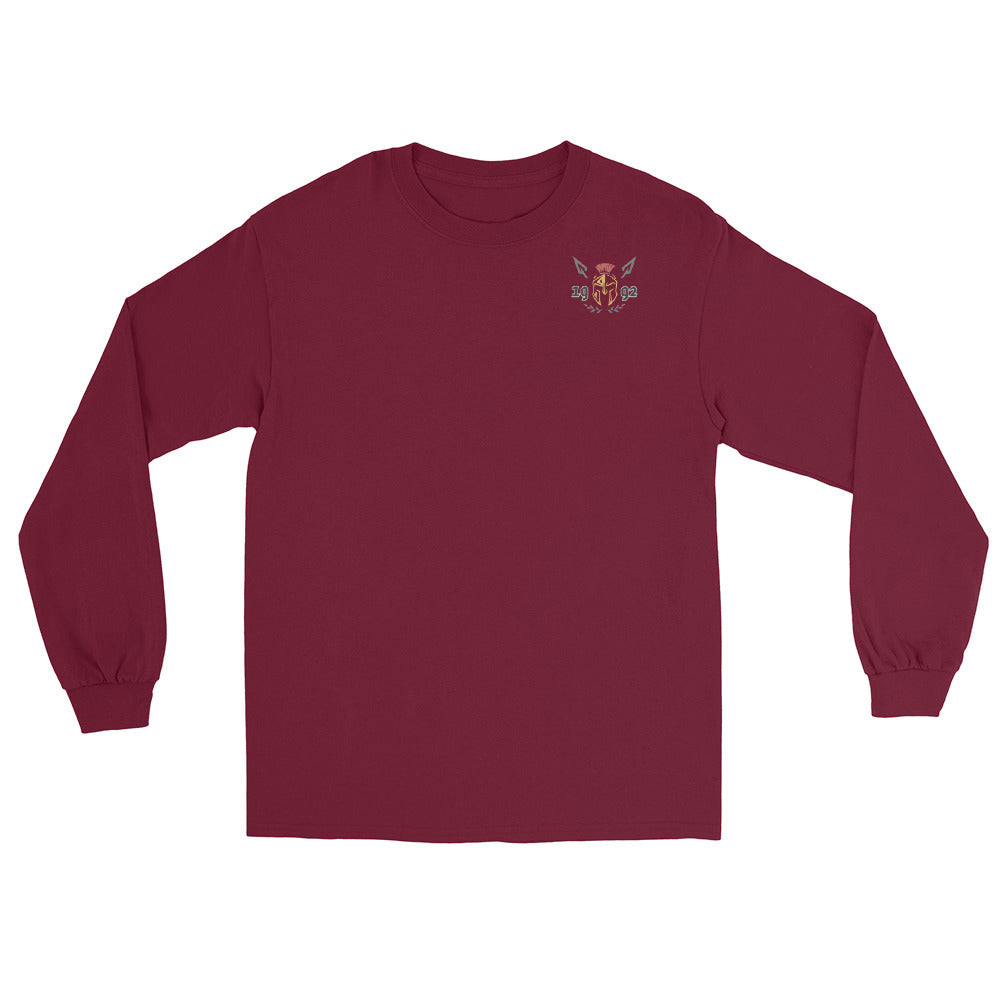 „Phalanx Row 1 Premium Longsleeve Burgundy Frontansicht – Gym Shirt für Herren von Phalanx Wear Schweiz“