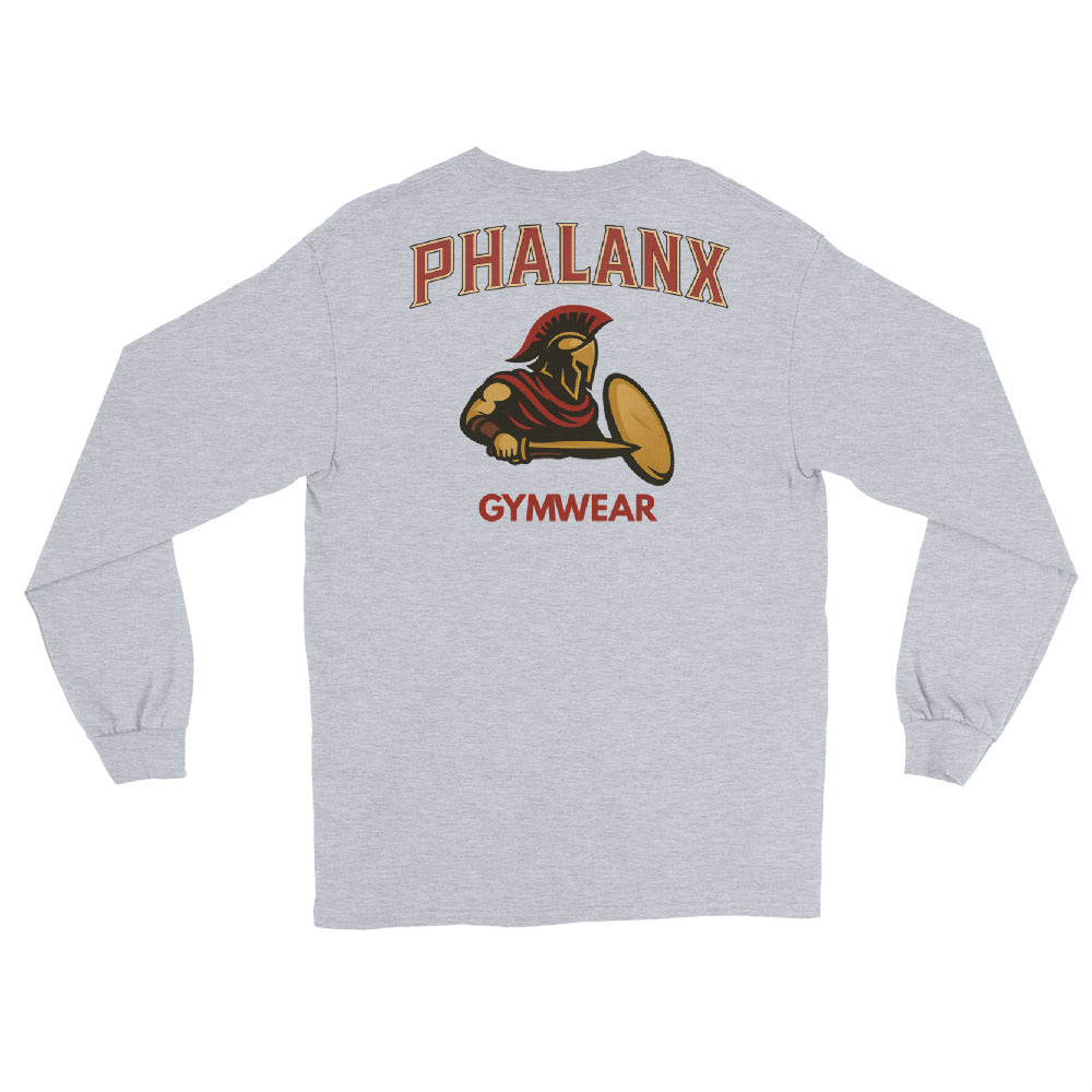 „Phalanx Row 1 Premium Longsleeve Burgundy Frontansicht – Gym Shirt für Herren von Phalanx Wear Schweiz“