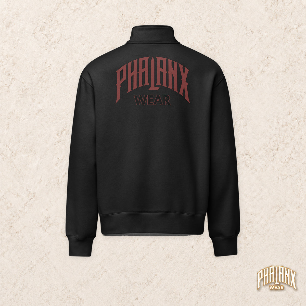 PHALANX Unisex Half-Zip-Pullover – Front- & Rückenprint