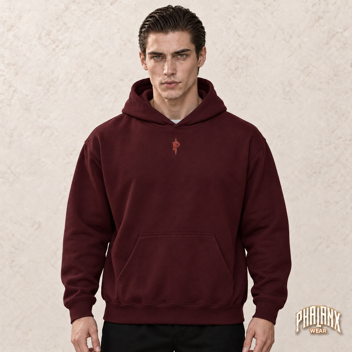 Phalanx Classic Premium Hoodie Unisex – Kastanienbraun – Noah · vorne