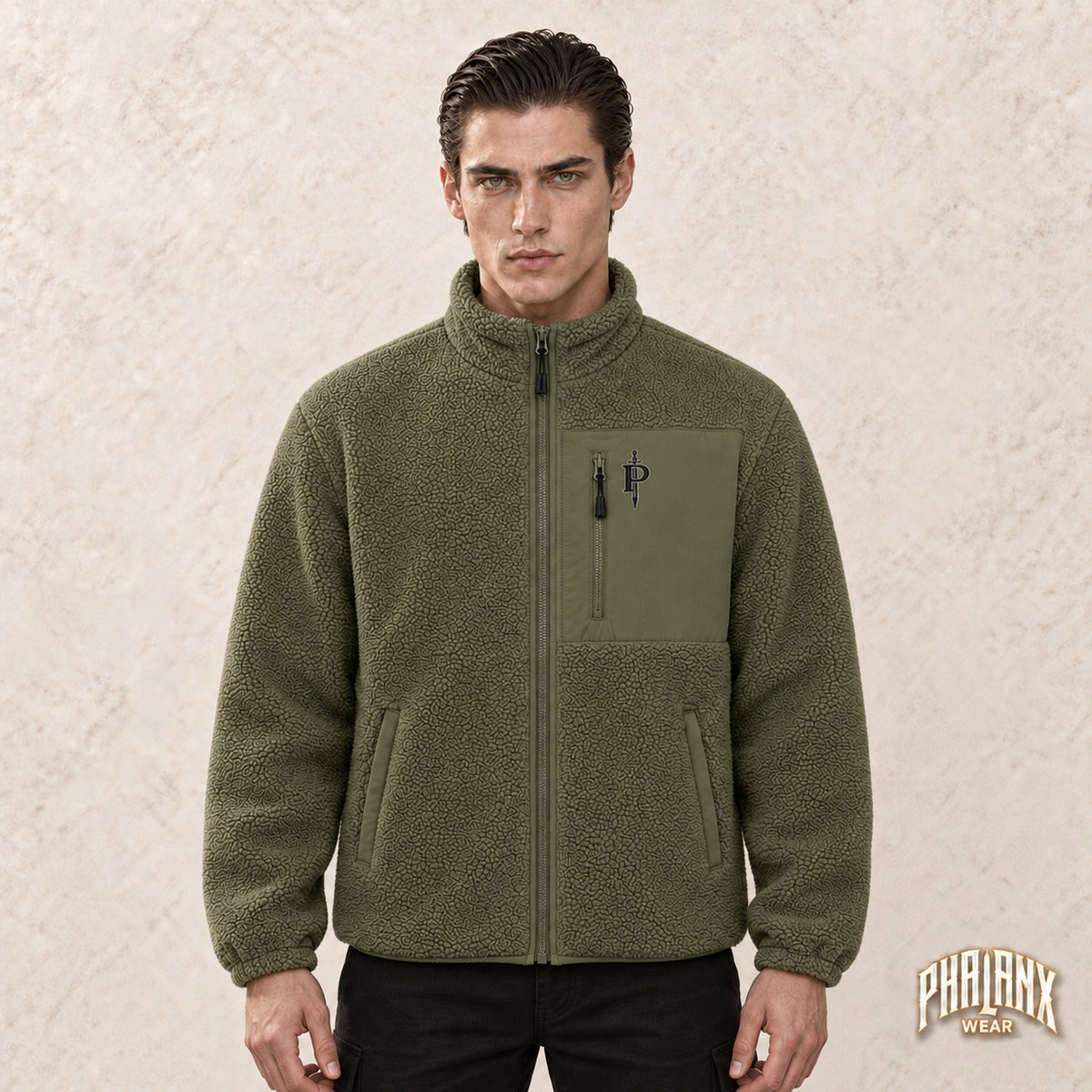 Phalanx Relaxed Fit Sherpa Jacket – khaki – Noah · vorne