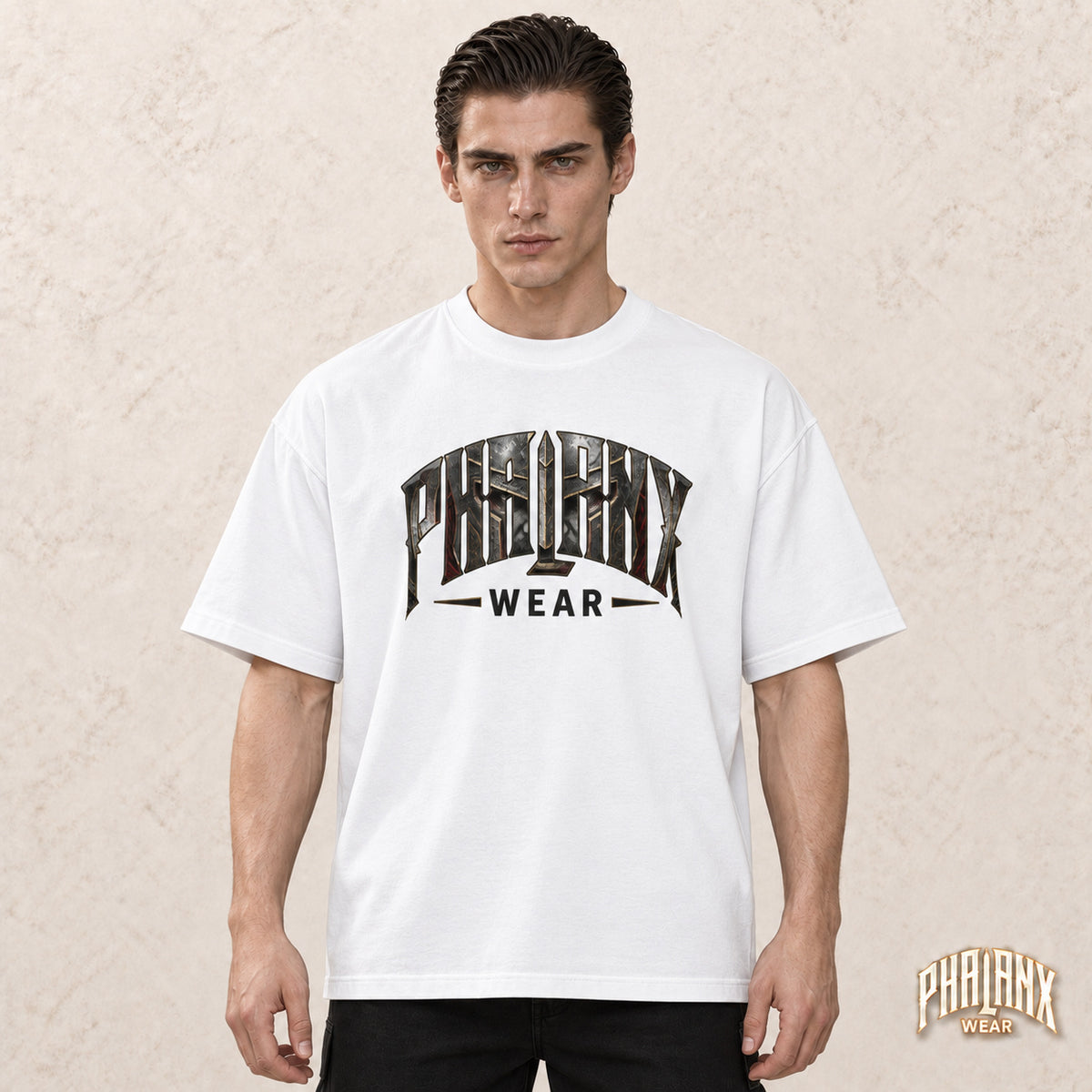 PHALANX Oversized Boxy Heavy T-Shirt – Special Edition – White – Noah · front