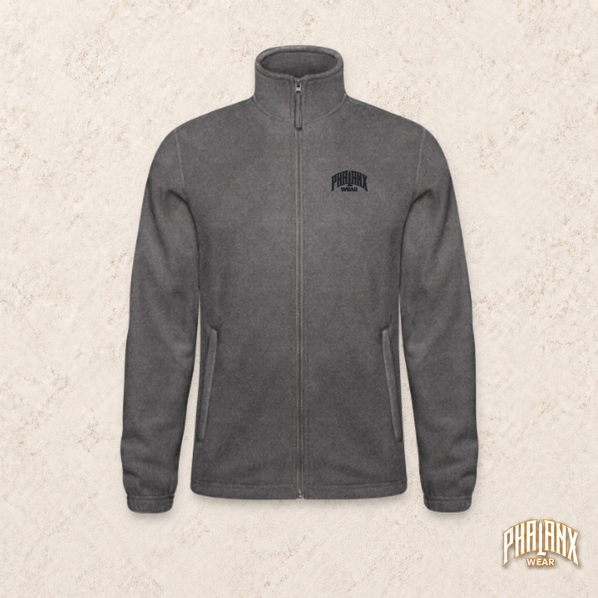 Designvorschau: Phalanx Fleecejacke North in Grau-meliert, Vorderseite