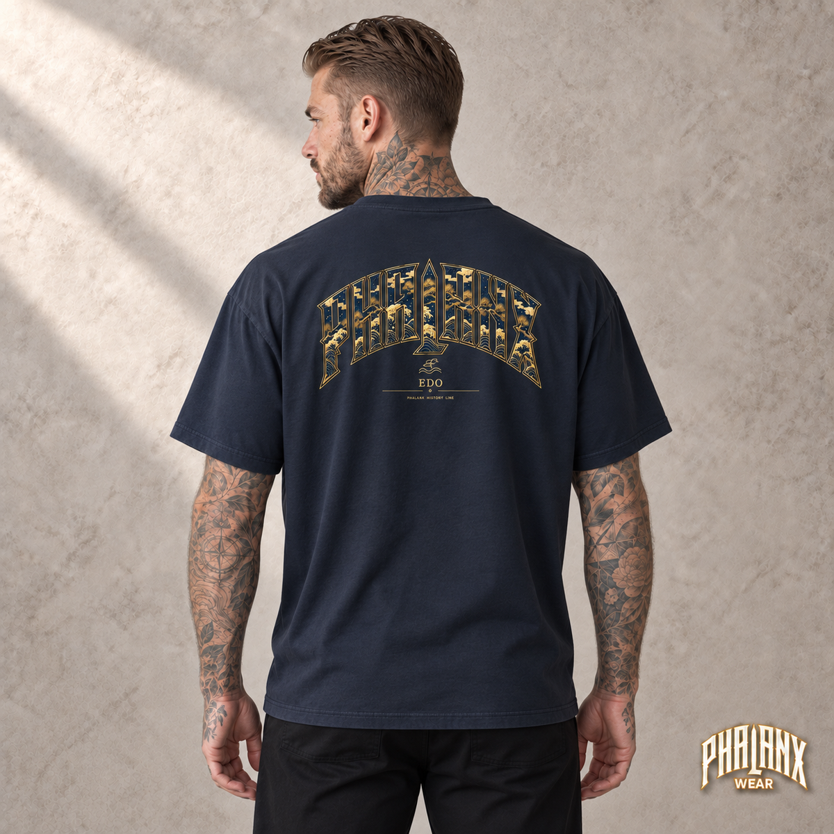 PHALANX Edo – Oversized Boxy-Fit Heavy T-Shirt – Navy Blazer – Noah · hinten