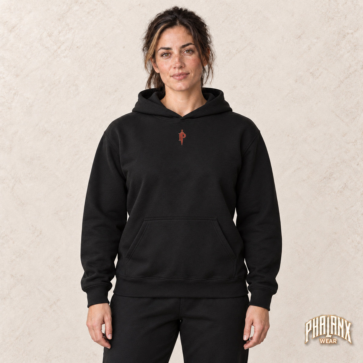Phalanx Classic Premium Hoodie Unisex – Schwarz – Mara · vorne