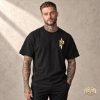PHALANX Roman – Boxy-T-Shirt, Vorderansicht mit Model Noah
