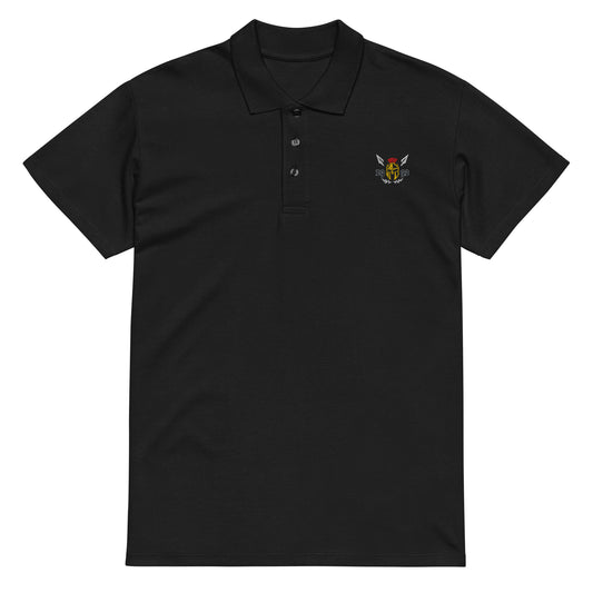 Phalanx Row 1 Premium Polo Schwarz Vorderseite – Herren Gym & Streetwear von Phalanx Wear Schweiz
